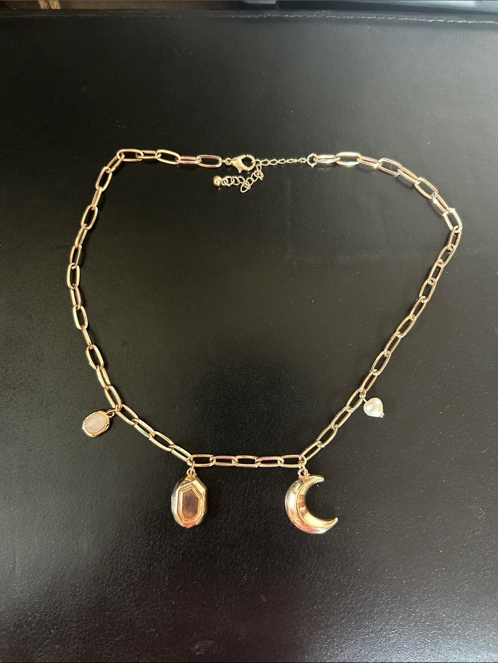Saks Fifth Avenue Gold-Tone Moon & Gem Charm Link Necklace